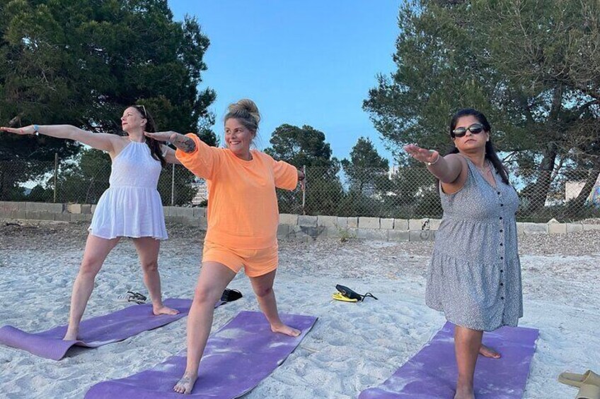 Sunset Beach yoga in Ibiza