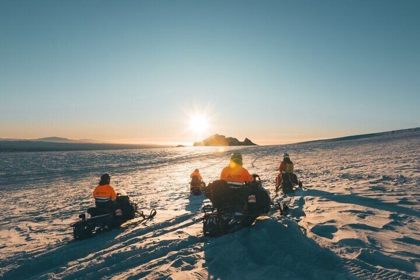 Snowmobiling on Langjökull glacier