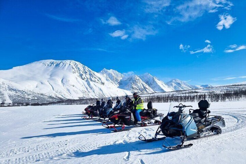 Tromso Snowmobile Tour with Aurora Crystal Lavvo Overnight