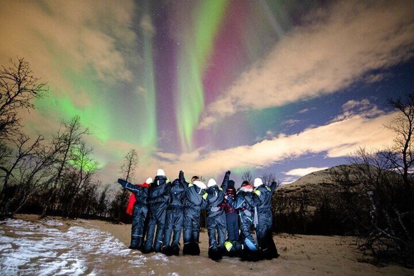 Tromso Snowmobile Tour with Aurora Crystal Lavvo Overnight