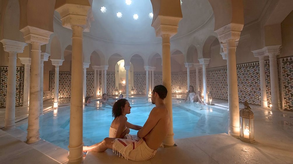 People soak in the Hammam Al Andalus bathhouse