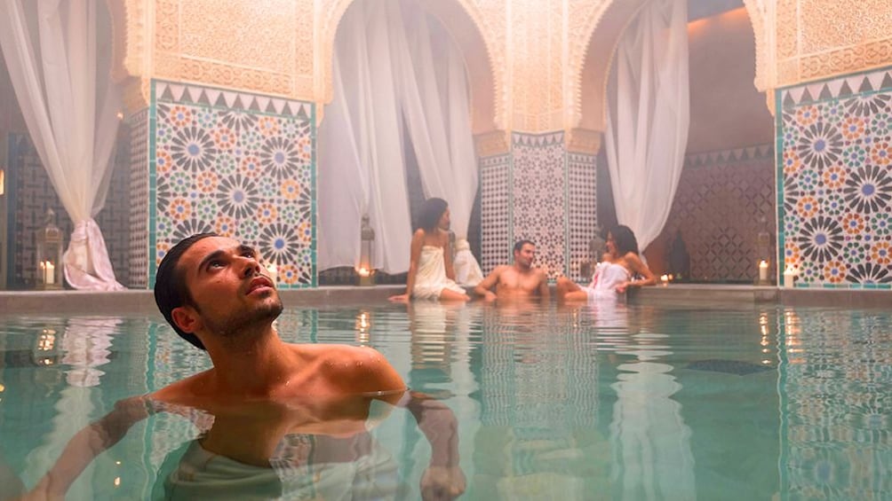 People soak in the Hammam Al Andalus bathhouse