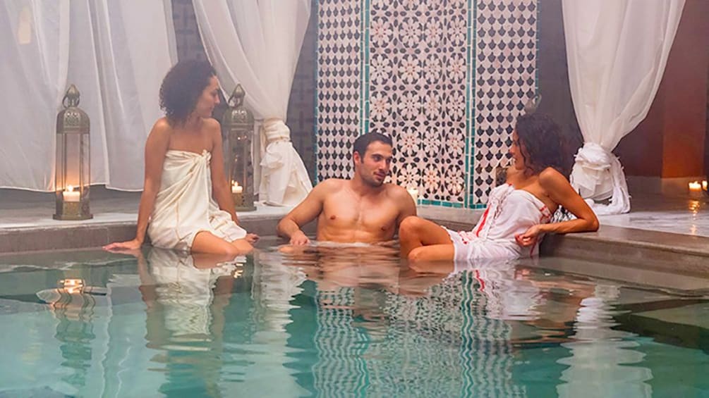 People soak in the Hammam Al Andalus bathhouse