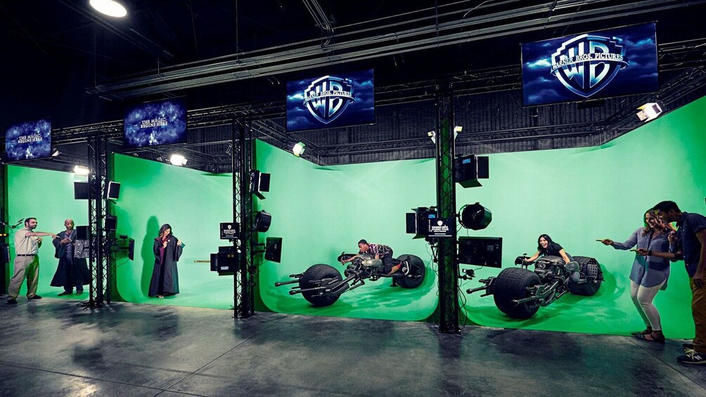 People with props on green screen during Warner Bros. Studio Tour Hollywood