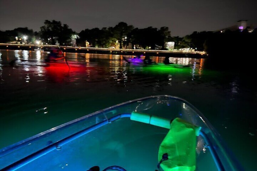 Night Glow LED Clear Kayak Tours in Austin, Texas with Get Up And Go Kayaking