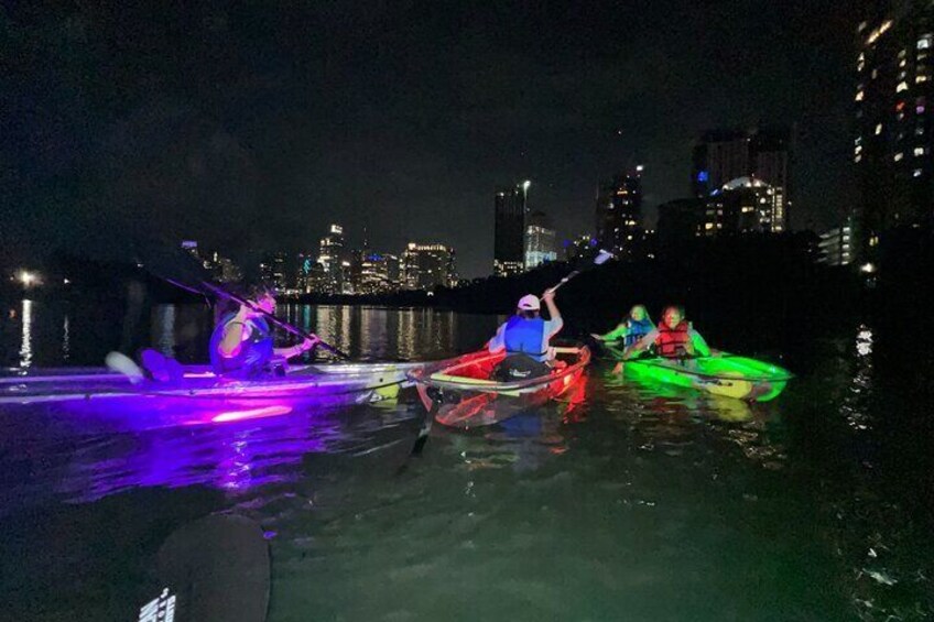 Night Glow LED Clear Kayak Tours in Austin, Texas with Get Up And Go Kayaking