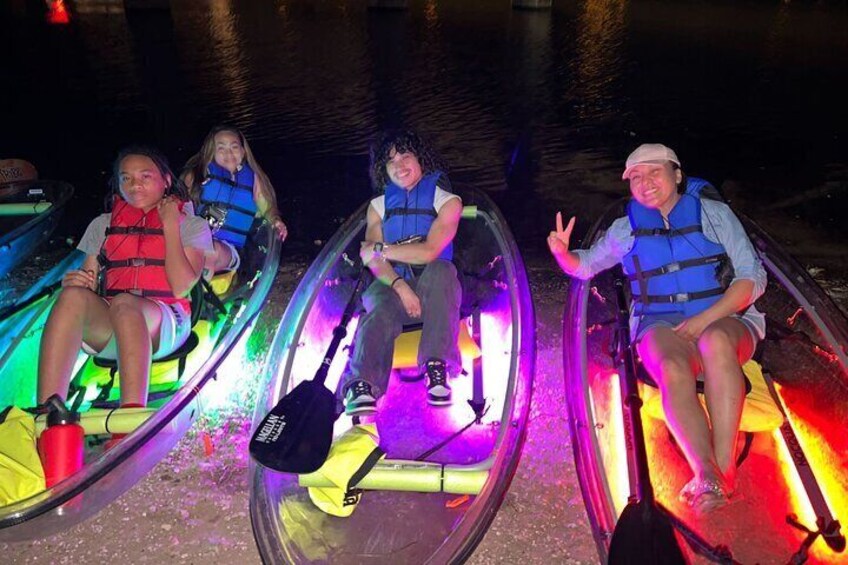 Night Glow LED Clear Kayak Tours in Austin, Texas with Get Up And Go Kayaking