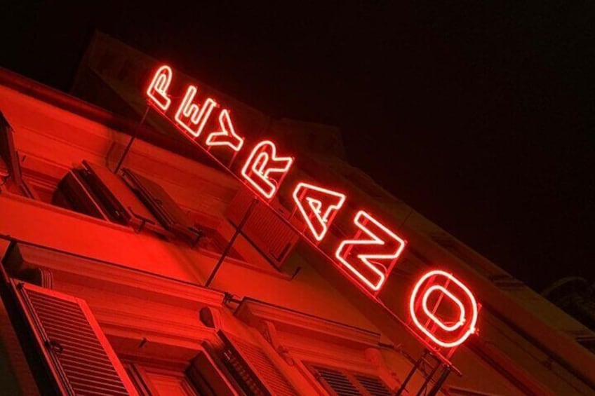 The Vintage neon sign of the chocolate shop from 1915 