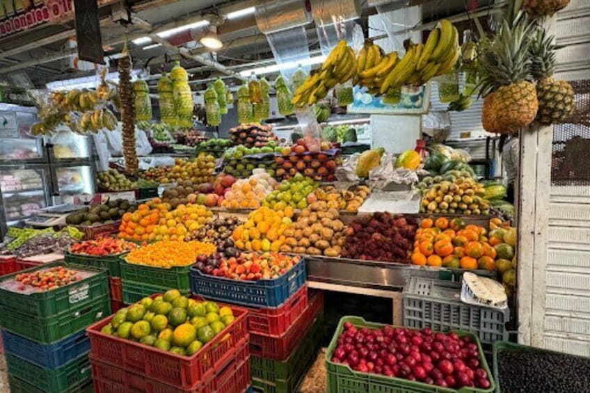 Paloquemao market with exotic fruits, coffee & empandas