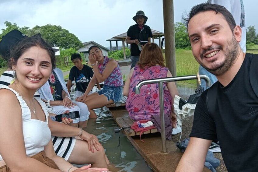 Volcano heated hot springs for our feet everyone enjoy, even if it rains, we are all smiling! I think youll love Kagoshima as much as we do too.