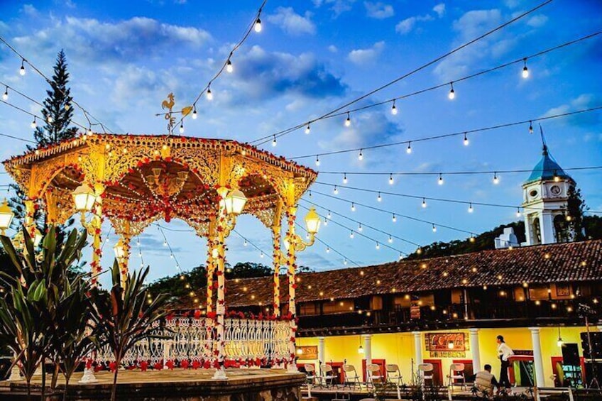 During Christmas; main plaza of San Sebastian del Oeste