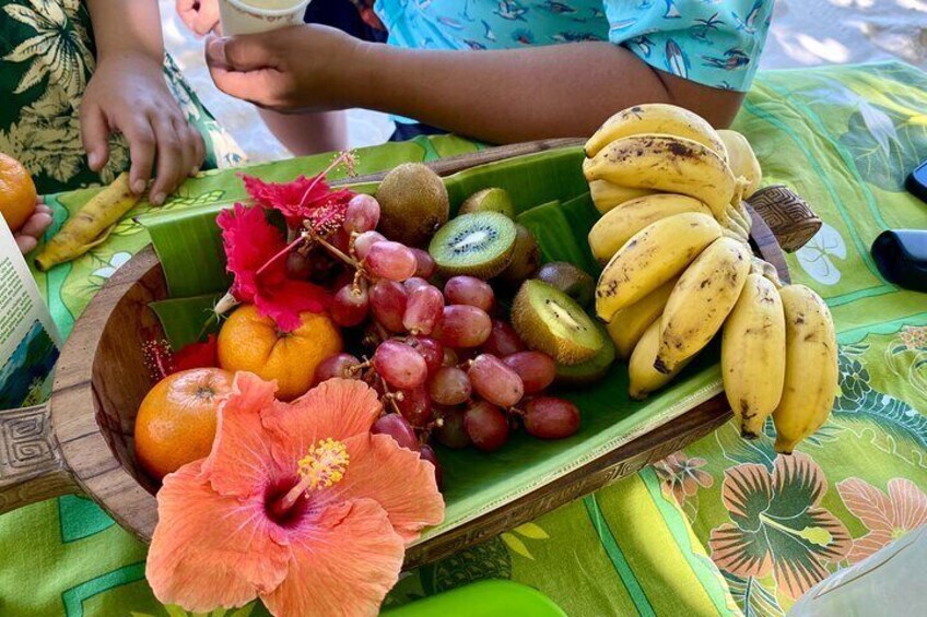 PLATES OF FRESH FRUITS