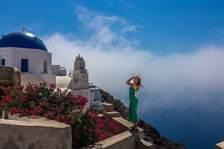 Santorini Photoshoot Sunset Blue Domes