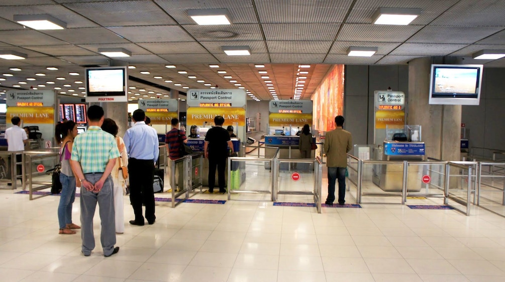 Airport passengers going through Premium Lane service
