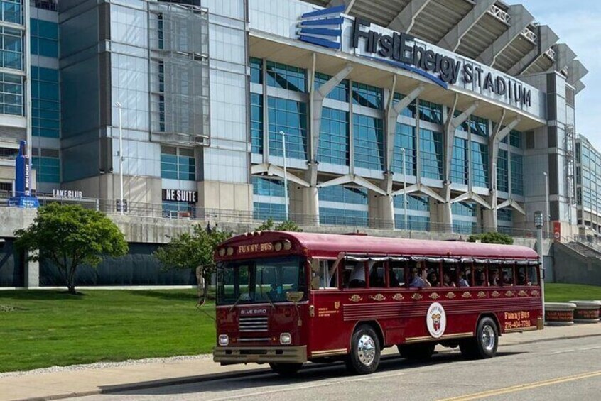 Driving by First Energy stadium on the tour of Cleveland.