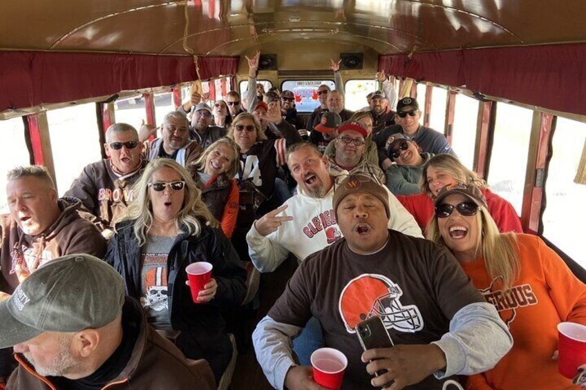 Guests enjoying their tour of Cleveland before a Browns game.