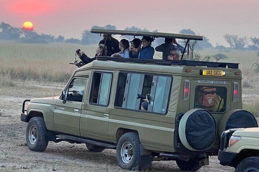 A Sankofa Safaris Truck at sunset