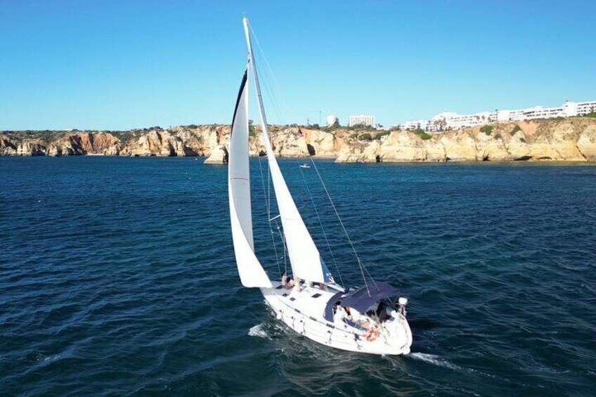 Golden Hour on Elegant Yacht Sunset Tour in Lagos, Algarve