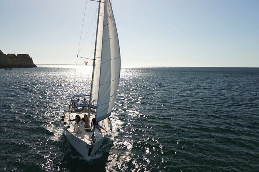 Golden Hour on Elegant Yacht Sunset Tour in Lagos, Algarve