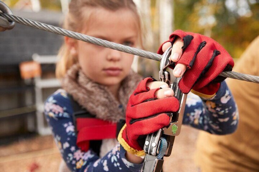 Even 7-year-olds can climb and zip on the big course. 
