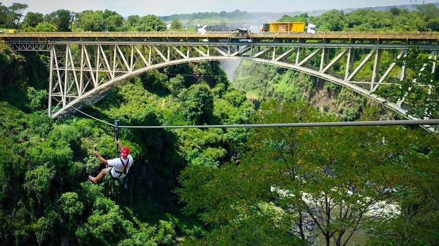 From Victoria Falls: Zip Line from the Victoria Falls Bridge