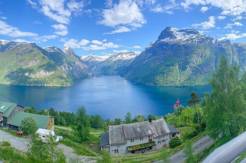 Geiranger fjord view from Ljøen Viewpoint
