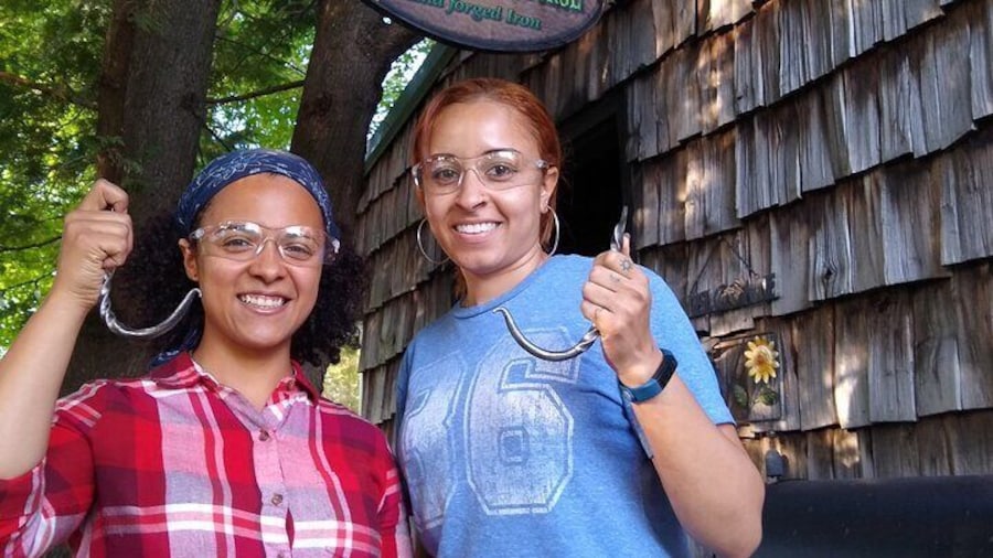 Ashley & Brianna with wall hooks they just made