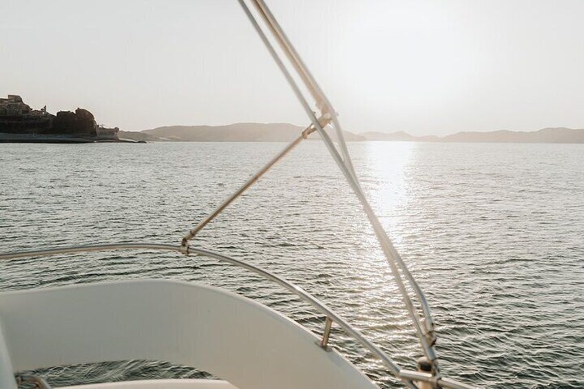 Sailing with sunset and swimming in the sea
