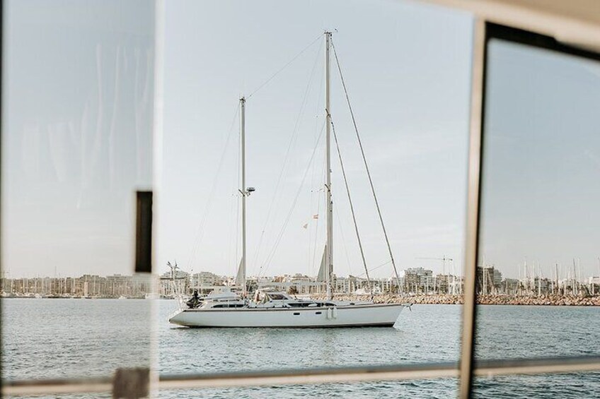 Sailing with sunset and swimming in the sea