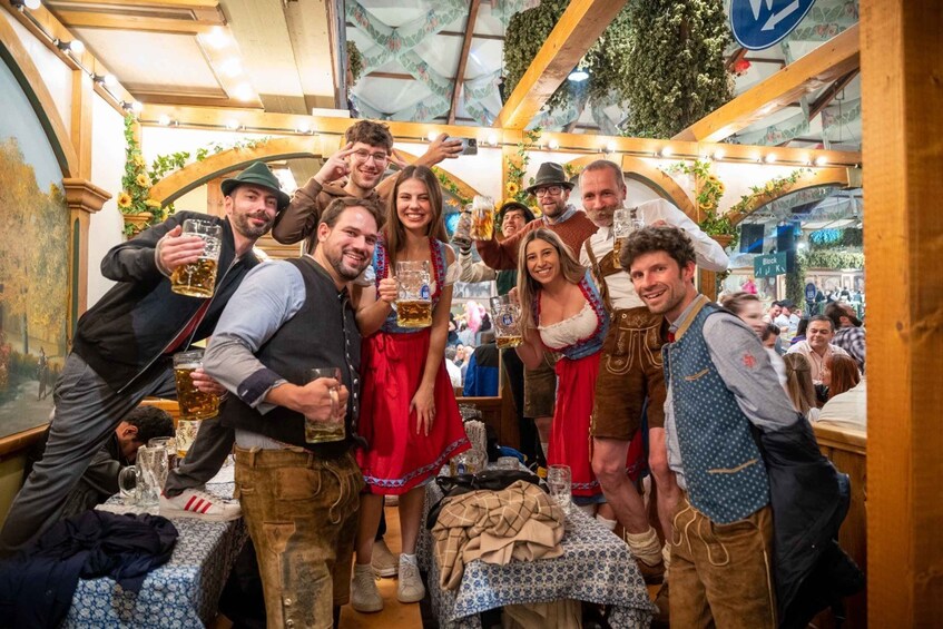 Prost! Party in an Oktoberfest tent with a local