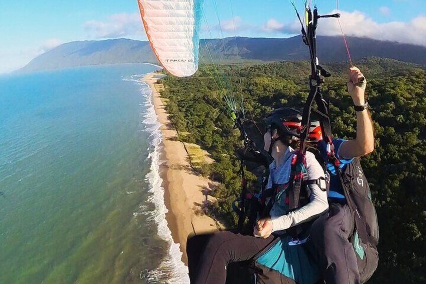 Tandem paragliding in tropical north Queensland.