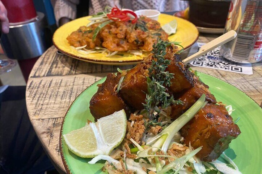 Jerk pork belly bites.