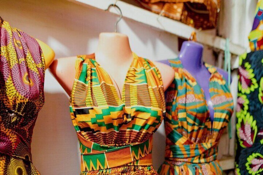 "From traditional to trendy, see how Kente fabric comes to life in fashion. Join our Accra Textiles and Fashion Tour to learn more about this iconic Ashanti textile. #KenteDress #ExploreGhana"