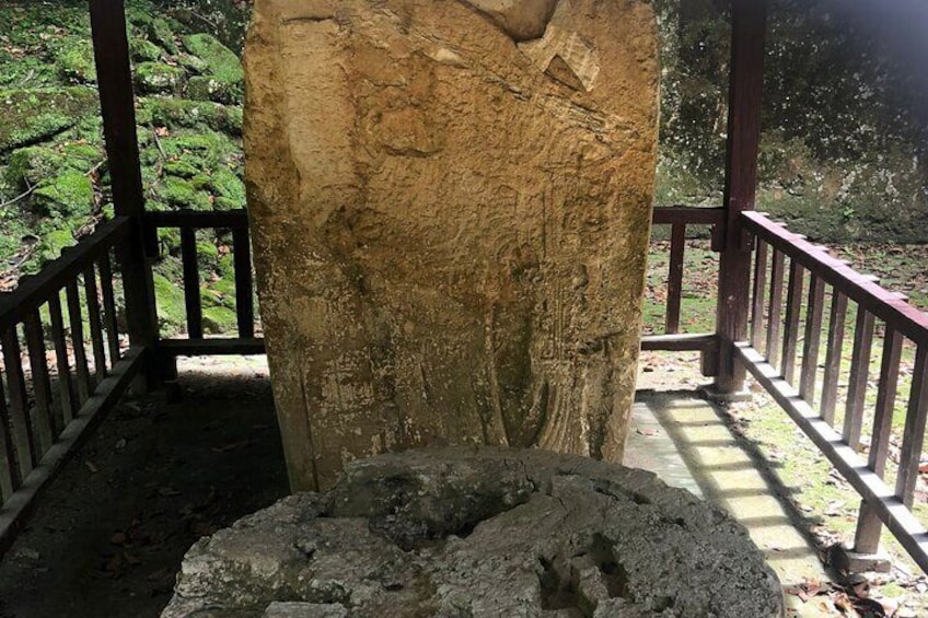 Stele with Mayan geoglyphs