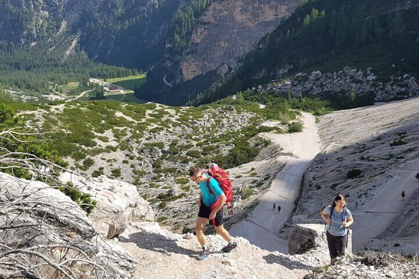 Daily trekking in the Dolomites in the Fanes area