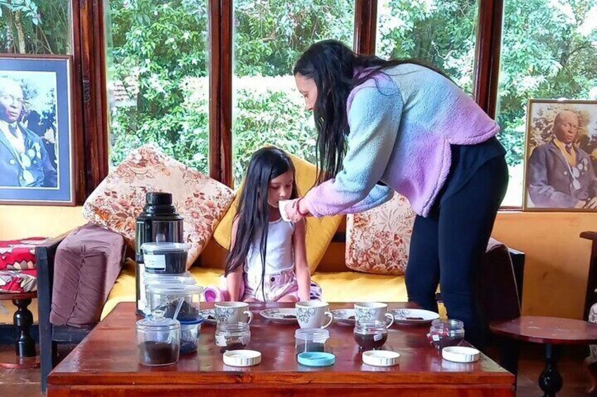 During tea tasting ceremony, Different kinds of tea are presented for tasting by the visitors while each kind is explained by the host. 