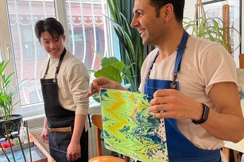 Sports Teacher Ahmet's Turkish Paper Marbling Workshop