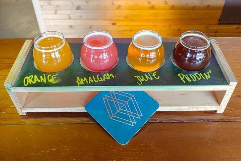 A Beer Flight at Mountains Walking Brewery