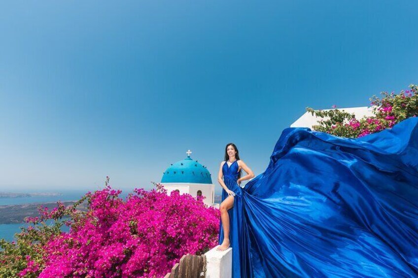 Santorini Flying Dress Photography with Hotel Pick up 