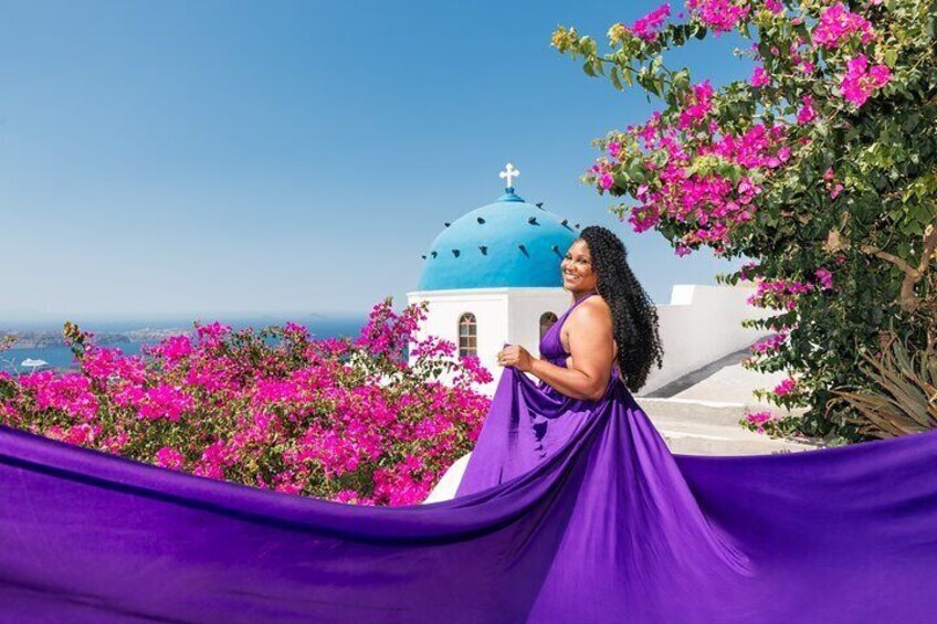 Santorini Flying Dress Photography with Hotel Pick up 