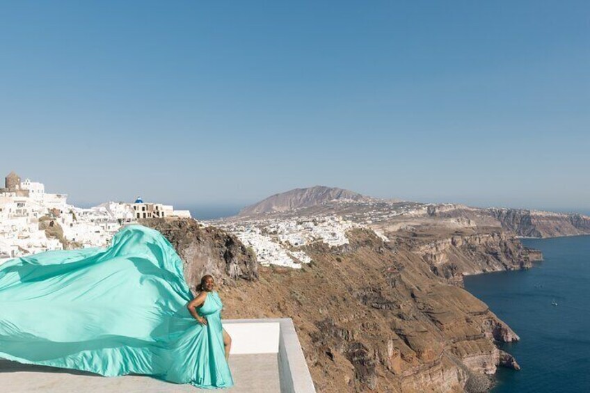 Santorini Flying Dress Photography with Hotel Pick up 