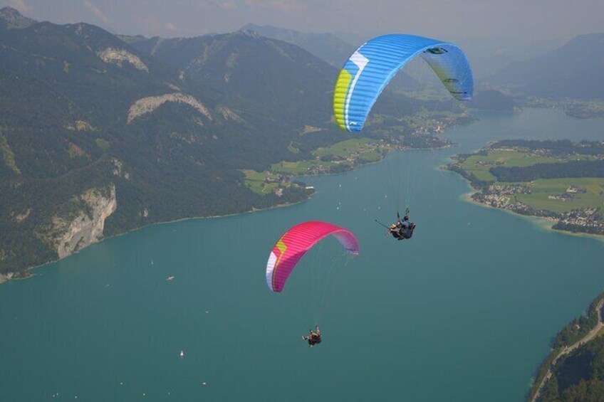 Tandem flight in the Salzkammergut over Lake Wolfgang