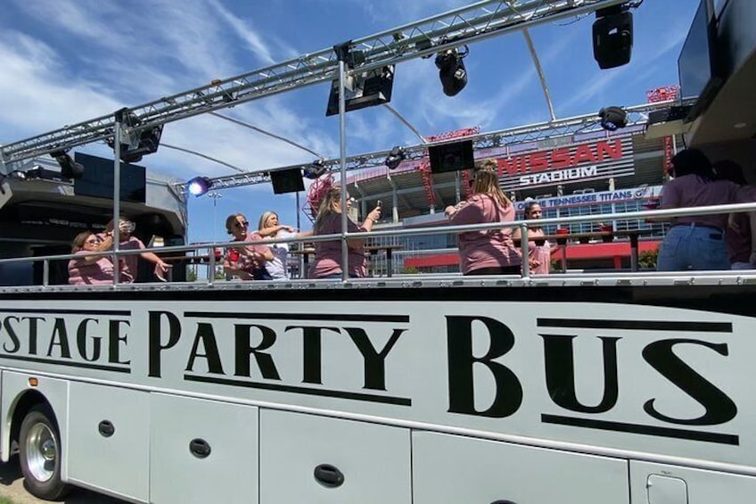 Upstage Party Bus is the only open air coach bus in the world! There is no better form of ground transportation than a coach bus!