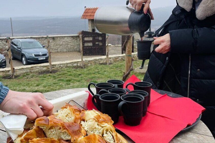 Mulled wine served in cold weather