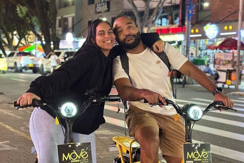 Medellin Night E-Bike Tour with Gourmet Dinner Included
