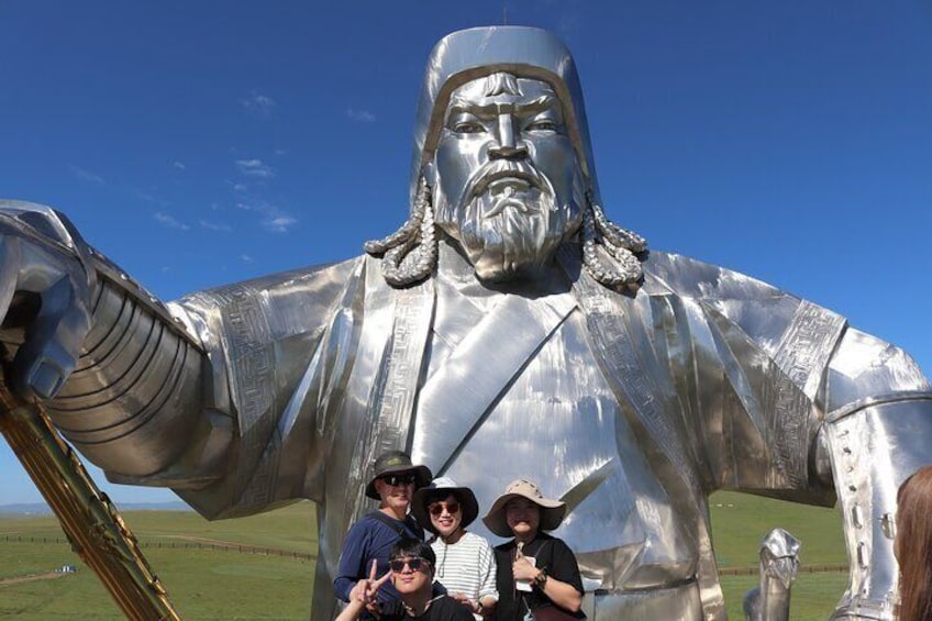 A happy family on Chinggis Khaan statue tour