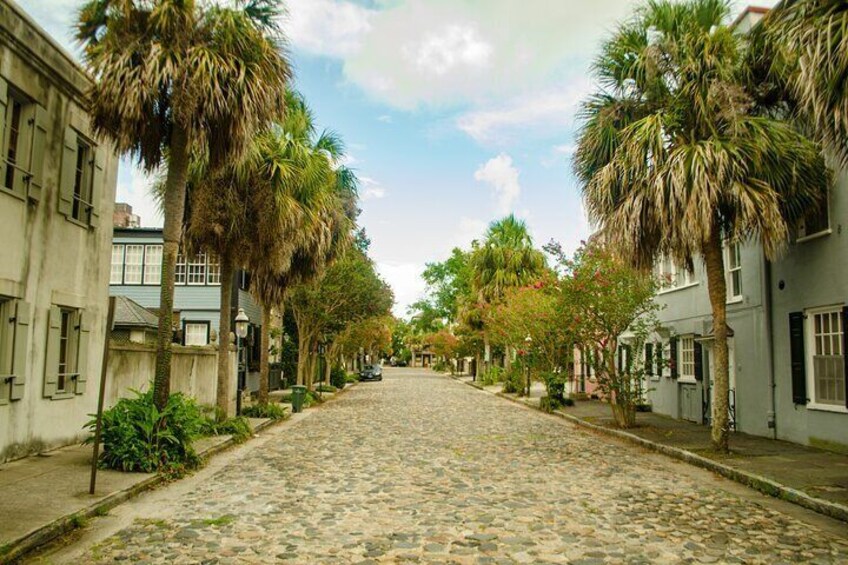 Cobblestone Street Downtown Charleston historic 'See it All' city tour