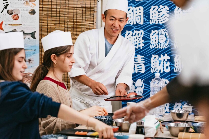 Picture 2 for Activity Tokyo: Tsukiji Fish Market Sushi Making Class with Pro Chef