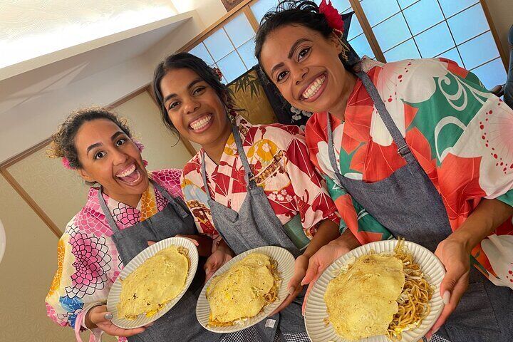 In a beautiful traditional outfit, you can try cooking, tea ceremony and music experience