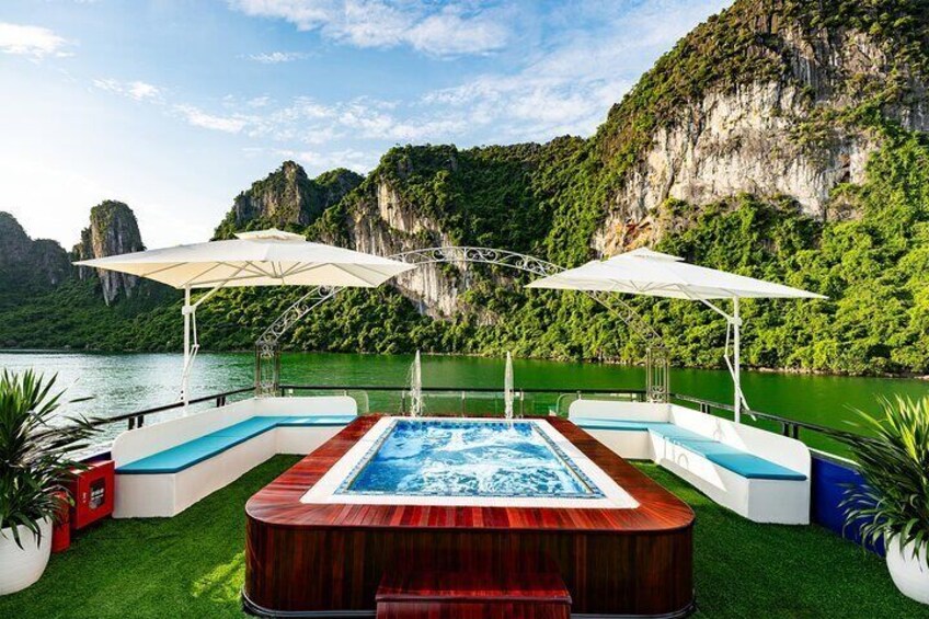 Discover Halong Bay's Wonders: 5* Sonata Cruise with Jacuzzi